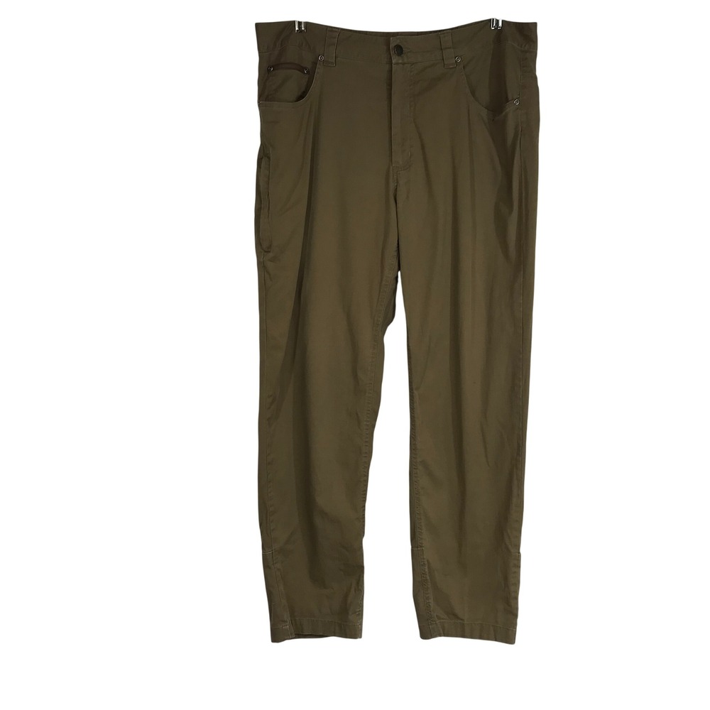 RailRiders Mens Khaki Travel Pants Straight Leg Size 36 Inseam 30 Cotton Spandex